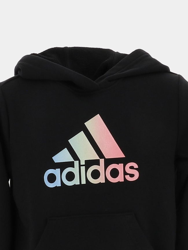 Sweat à capuche logo arc en ciel noir fille - Adidas