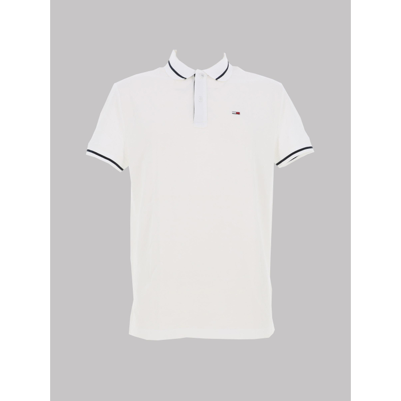 Polo regular tipping blanc homme - Tommy Jeans