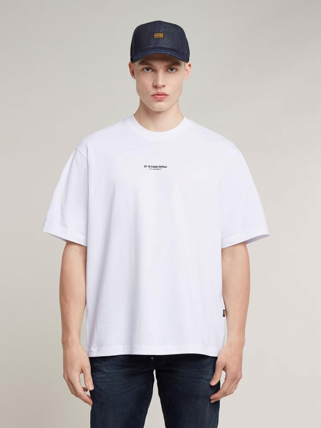 T-shirt loose logo centré blanc homme - G Star
