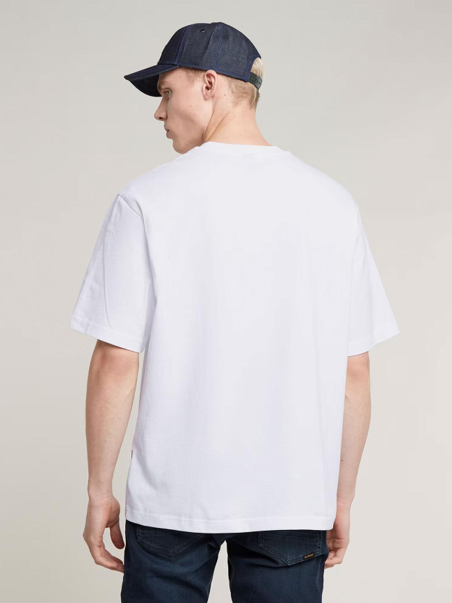 T-shirt loose logo centré blanc homme - G Star