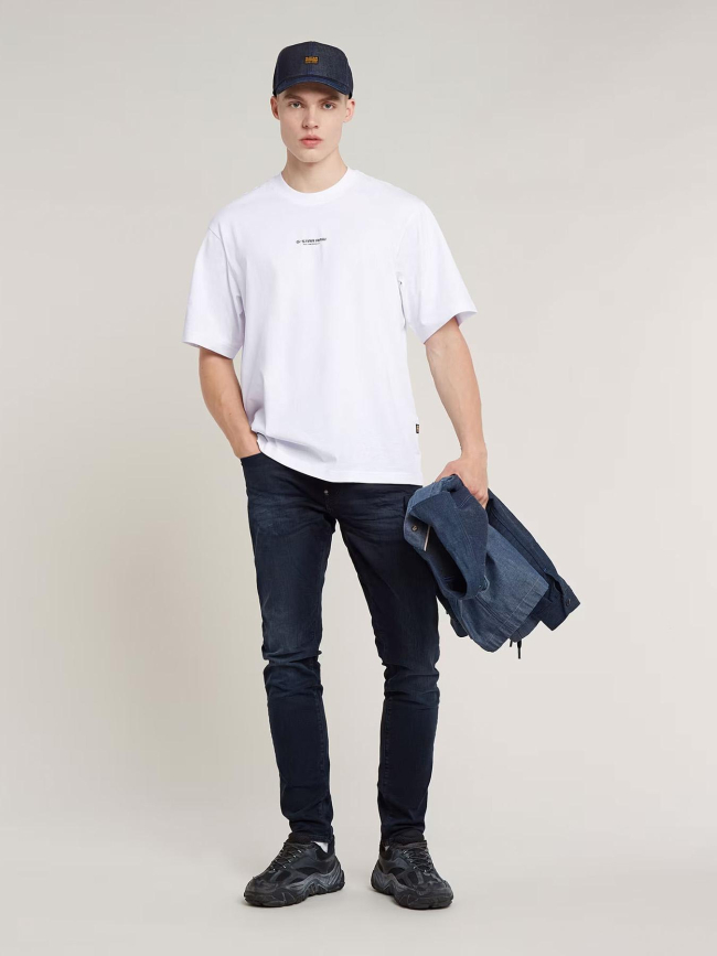 T-shirt loose logo centré blanc homme - G Star