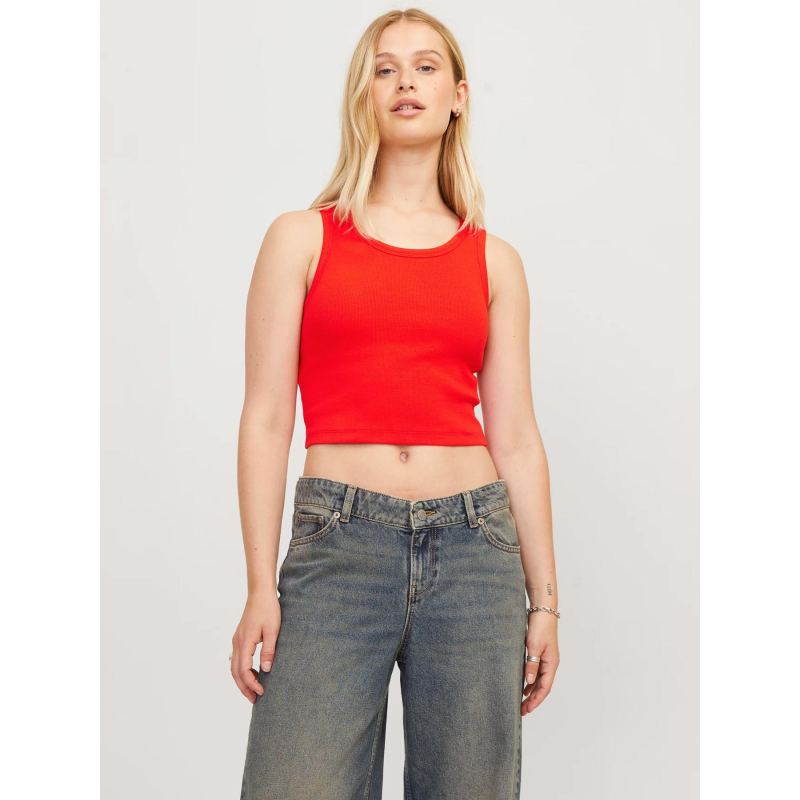 Débardeur crop côtelé fallon rouge femme - JJXX