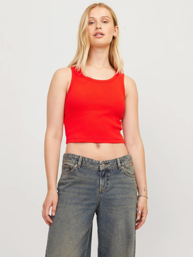 Débardeur crop côtelé fallon rouge femme - JJXX