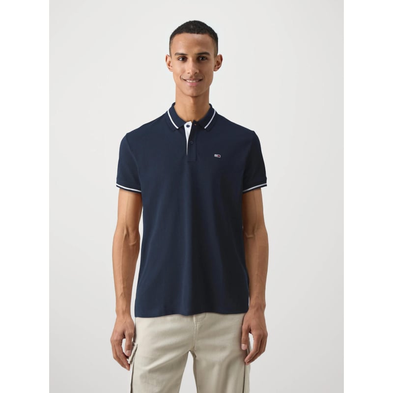 Polo regular tipping bleu marine homme - Tommy Jeans