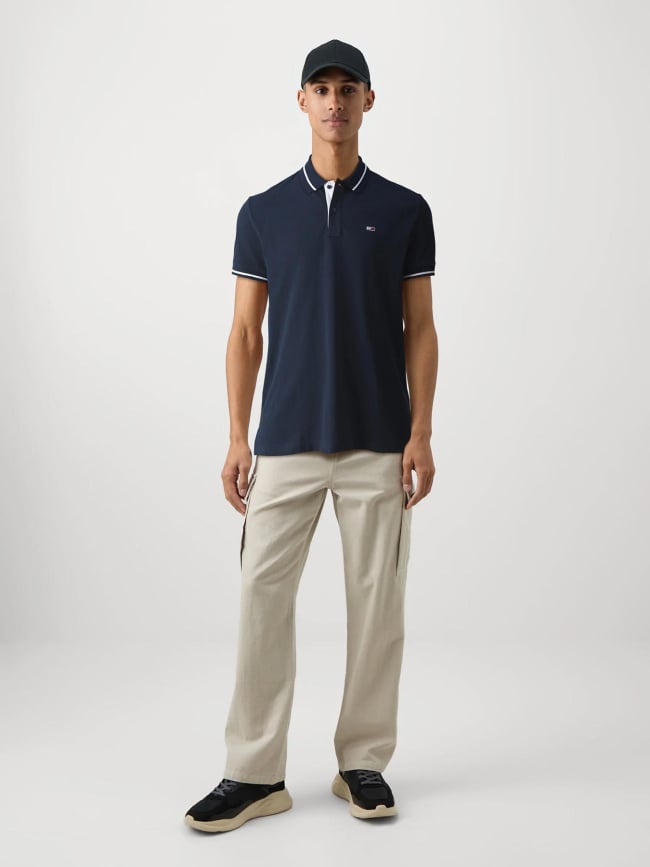 Polo regular tipping bleu marine homme - Tommy Jeans