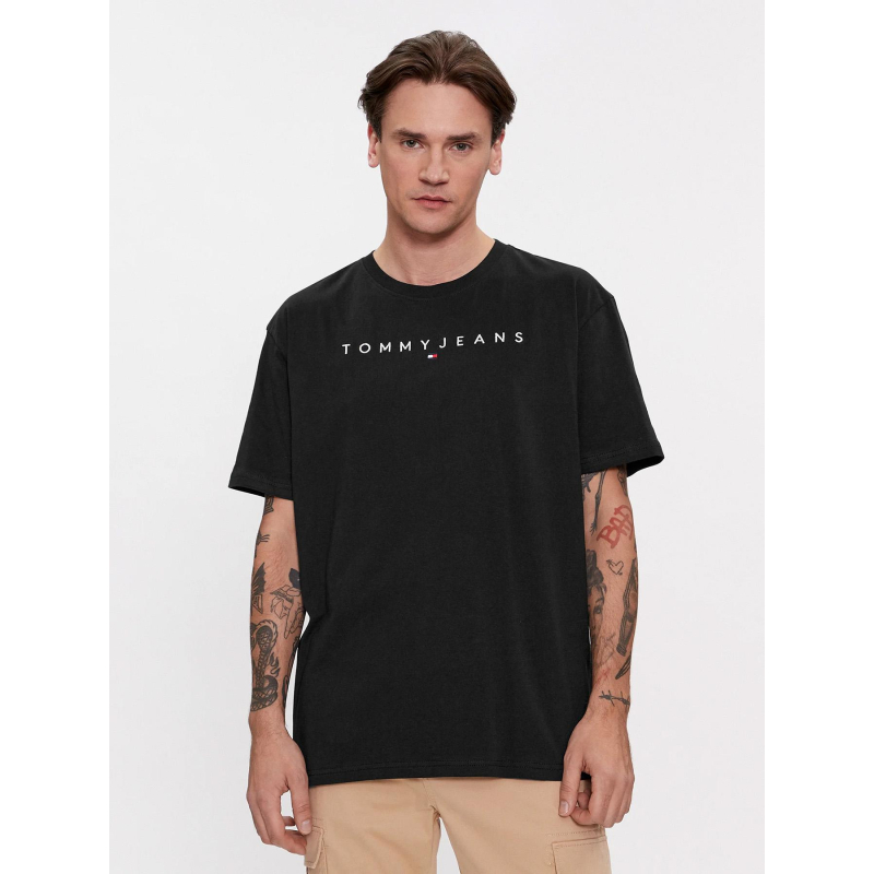 T-shirt regular linear logo noir homme - Tommy Jeans