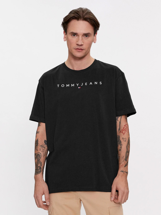 T-shirt regular linear logo noir homme - Tommy Jeans