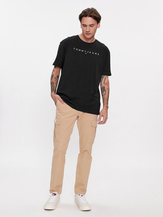 T-shirt regular linear logo noir homme - Tommy Jeans