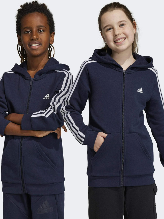 Sweat à capuche zipé bleu marine enfant - Adidas