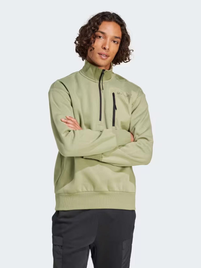 Sweat col zippé vert homme - Adidas