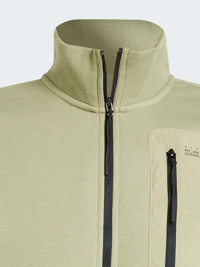 Sweat col zippé vert homme - Adidas