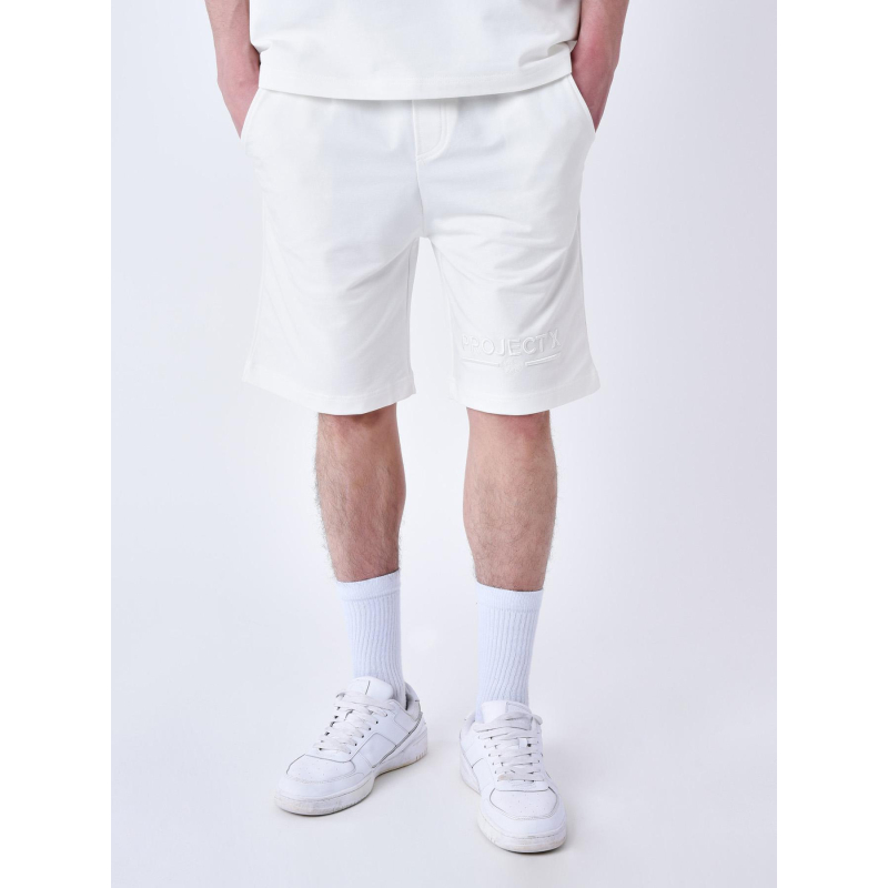 Short jogging logo brodé blanc homme - Project X Paris