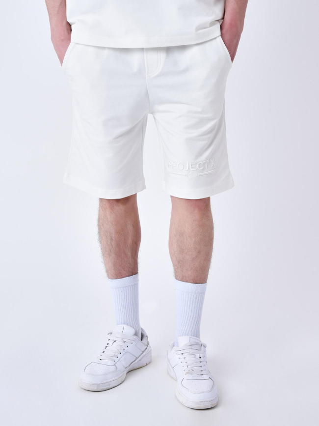 Short jogging logo brodé blanc homme - Project X Paris