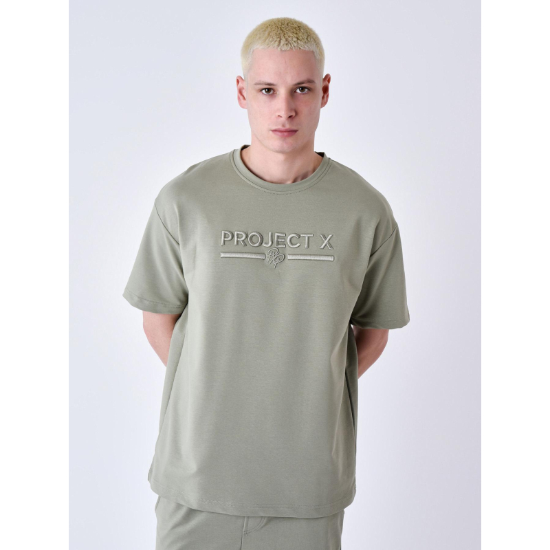 T-shirt logo brodé kaki homme - Project X Paris