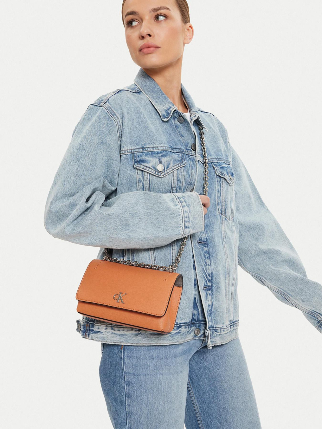 Sac bandoulière minimal mono orange femme - Calvin Klein Jeans