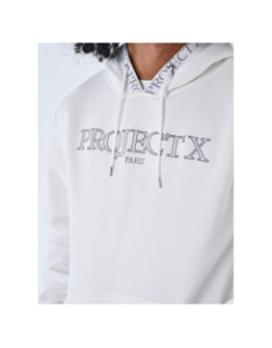 Sweat à capuche logo brodé blanc homme - Project X Paris