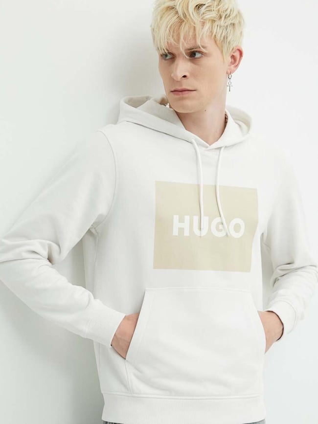 Sweat à capuche duratschi blanc écru homme - Hugo