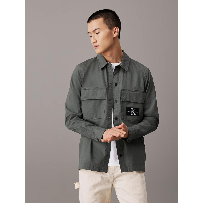 Chemise cargo overshirt gris homme - Calvin Klein Jeans