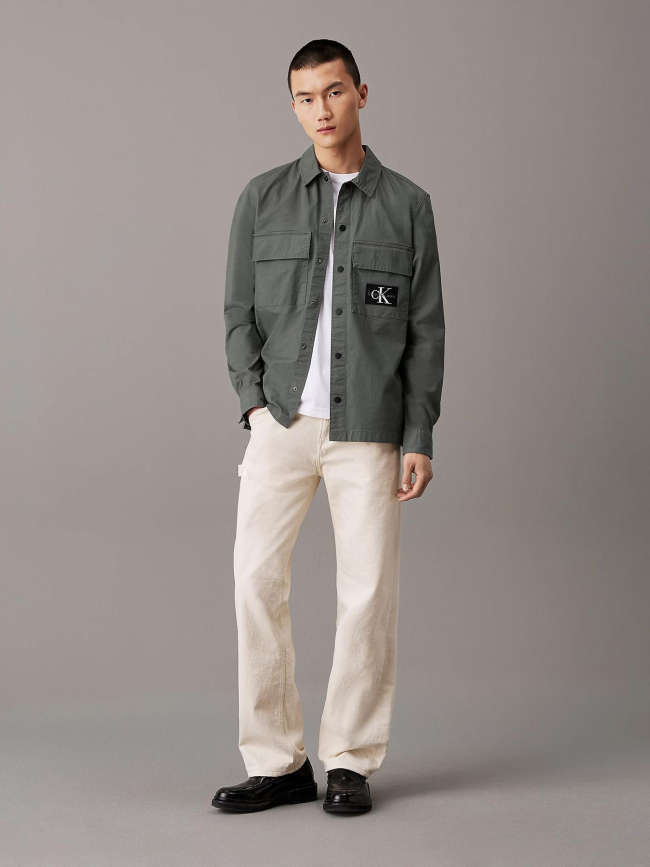 Chemise cargo overshirt gris homme - Calvin Klein Jeans