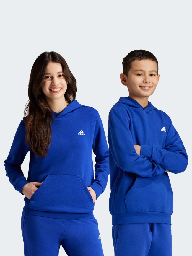 Sweat à capuche uni logo bleu enfant - Adidas