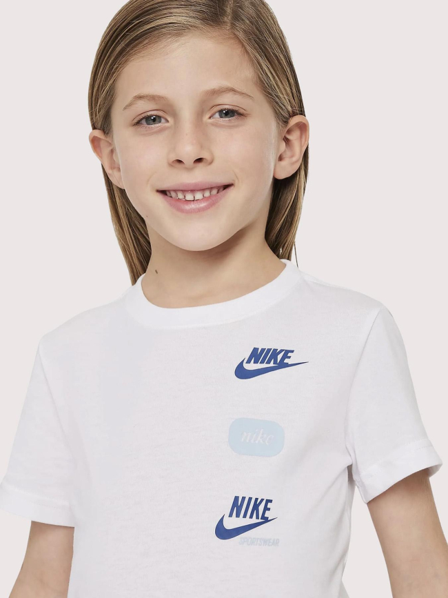 T-shirt club multi-logos badge blanc enfant - Nike