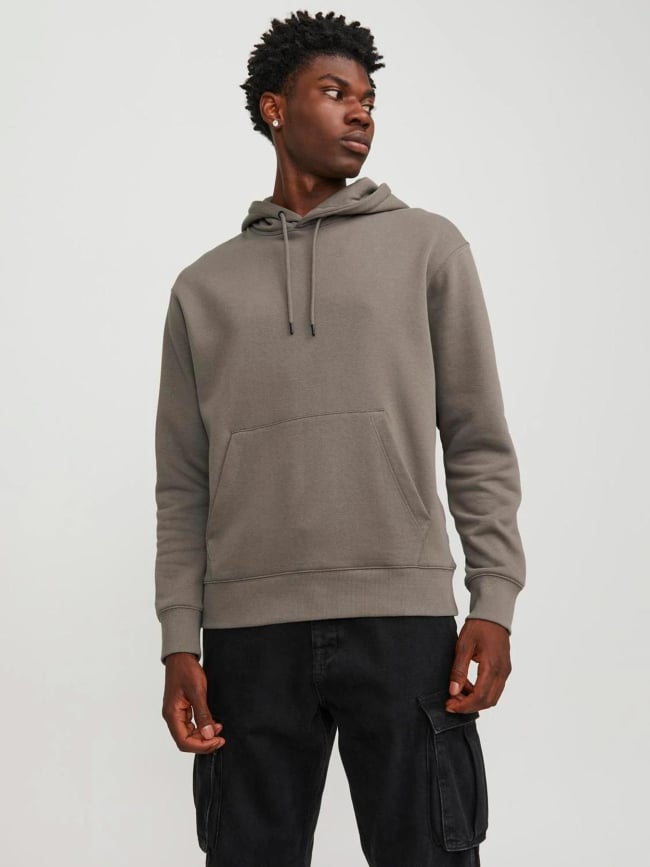 Sweat à capuche star basic uni kaki homme - Jack & Jones