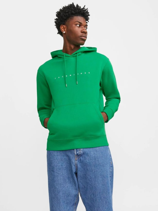 Sweat à capuche star basic uni vert homme - Jack & Jones