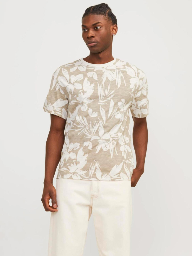 T-shirt imprimés jeff resort beige homme - Jack & Jones