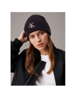 Bonnet logo monogram noir femme - Calvin Klein Jeans