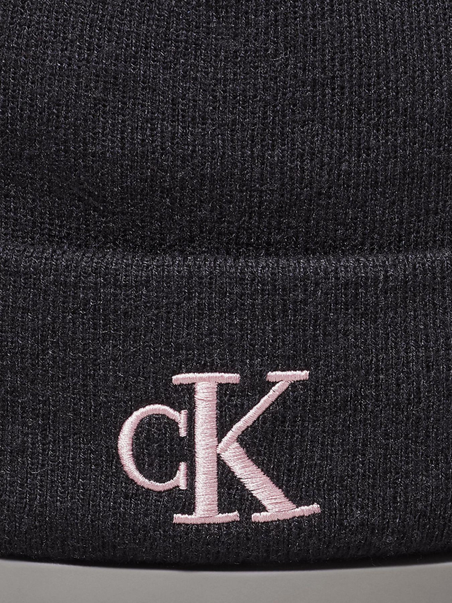 Bonnet logo monogram noir femme - Calvin Klein Jeans