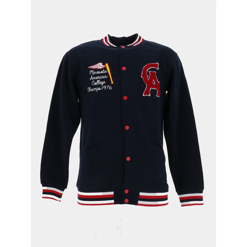 Veste bomber teddy patch bleu marine garçon - American College