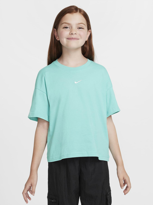 T-shirt manches courtes boxy essential bleu fille - Nike