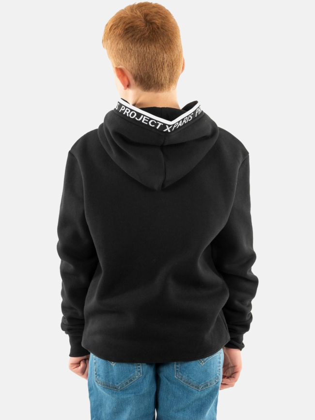 Sweat à capuche logo uni noir enfant - Project X Paris