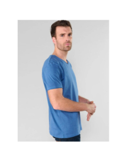 T-shirt uni col v bribs bleu homme - Le Temps Des Cerises