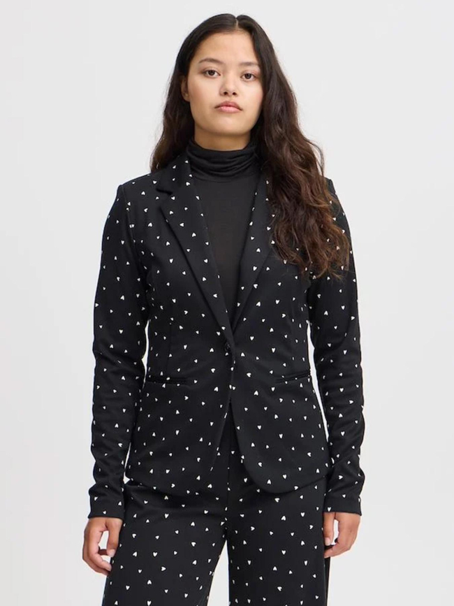 Veste blazer imprimés cœur kate noir femme - Ichi