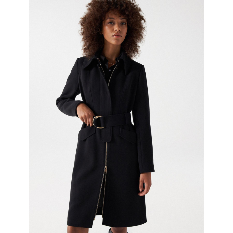 Trench coat zippé uni noir femme - Salsa