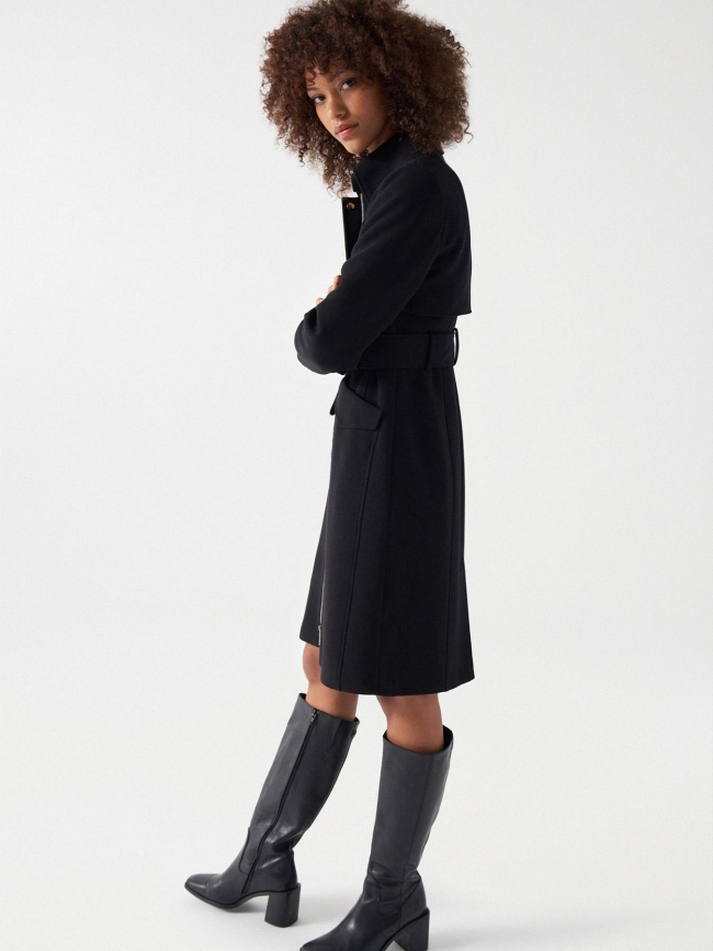 Trench coat zippé uni noir femme - Salsa