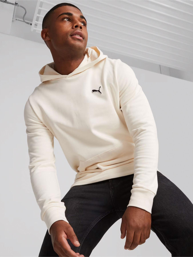 Sweat à capuche uni logo btr écru homme - Puma