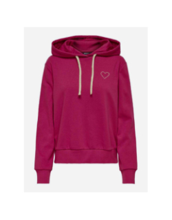 Sweat à capuche cœur noli rose femme - Only