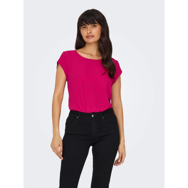 T-shirt uni vic granita rose femme - Only