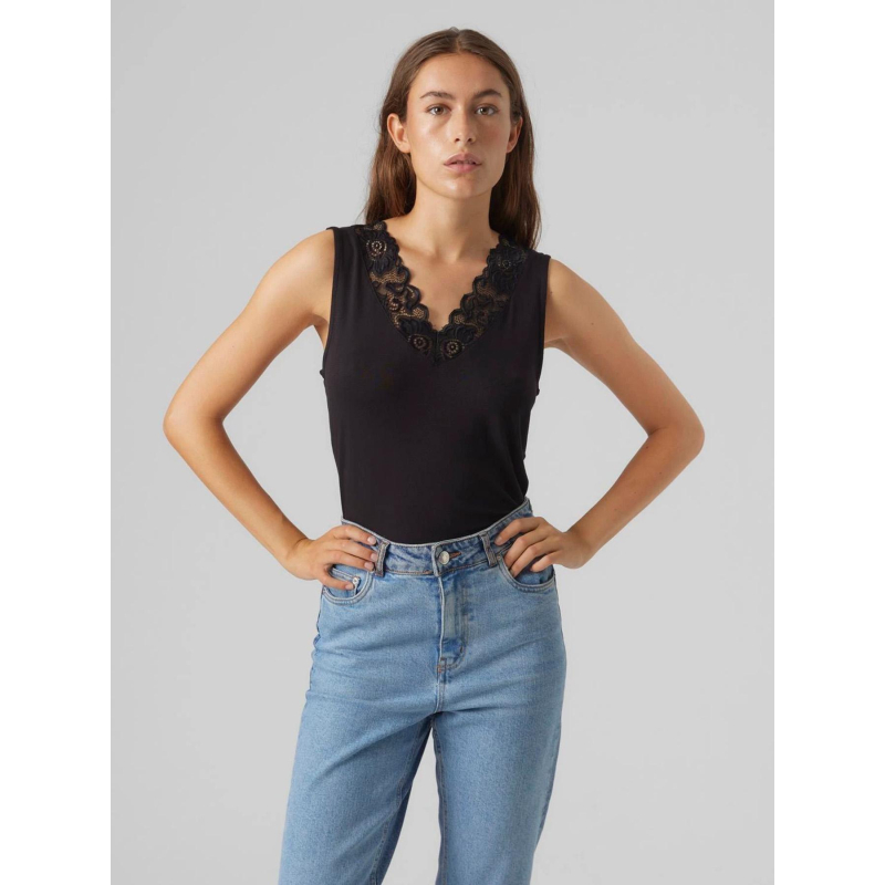 Débardeur col v dentelle rosa noir femme - Vero Moda