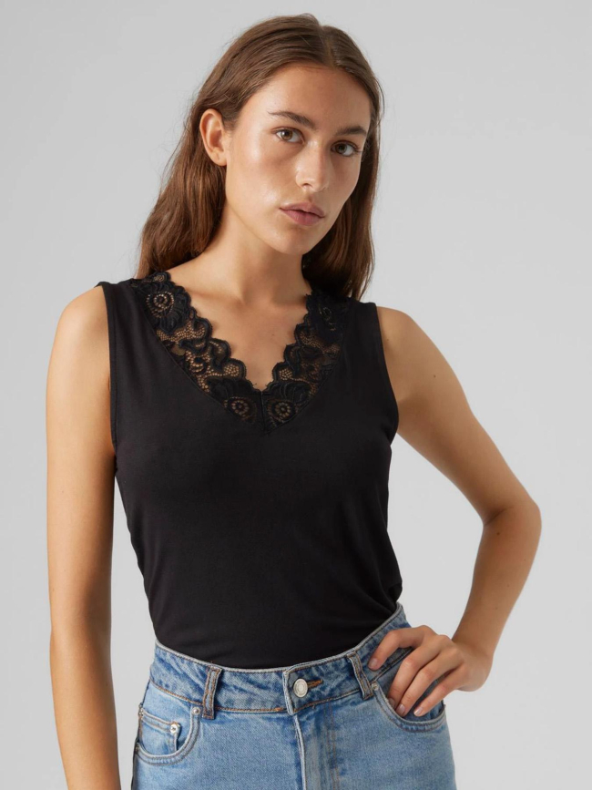 Débardeur col v dentelle rosa noir femme - Vero Moda