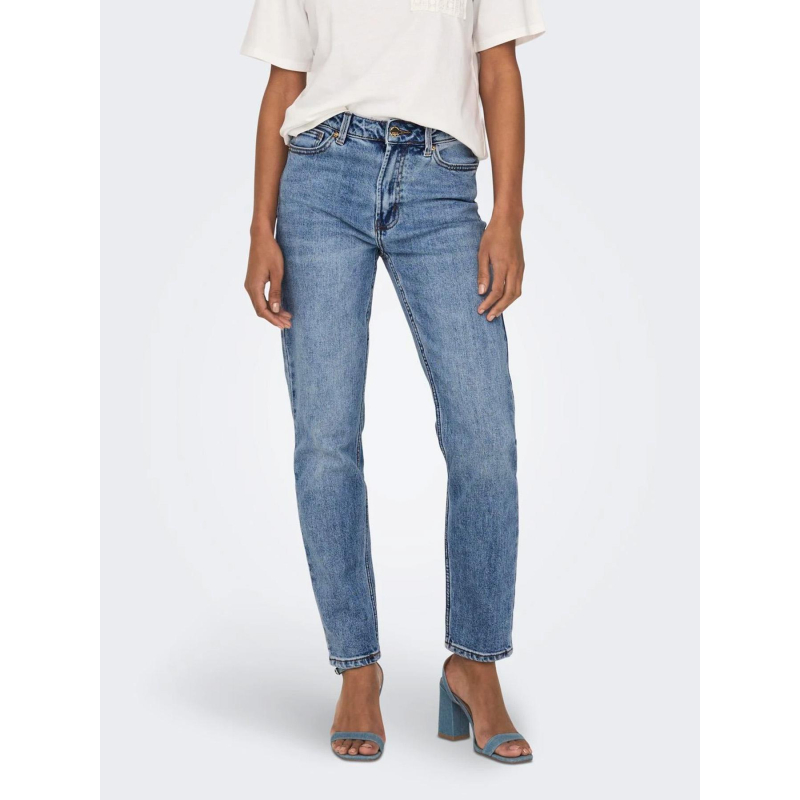 Jean droit taille haute emily life bleu femme - Only