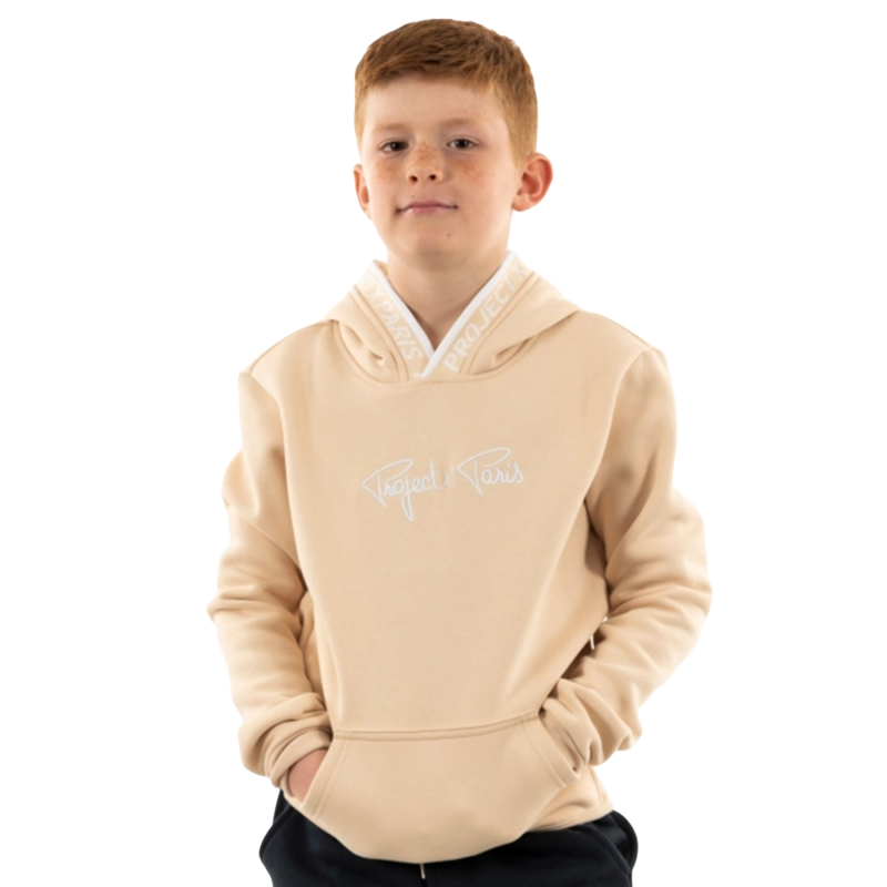 Sweat à capuche logo beige enfant - Project X Paris