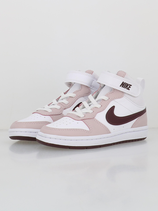 Baskets montantes court borough blanc rose enfant Nike wimod