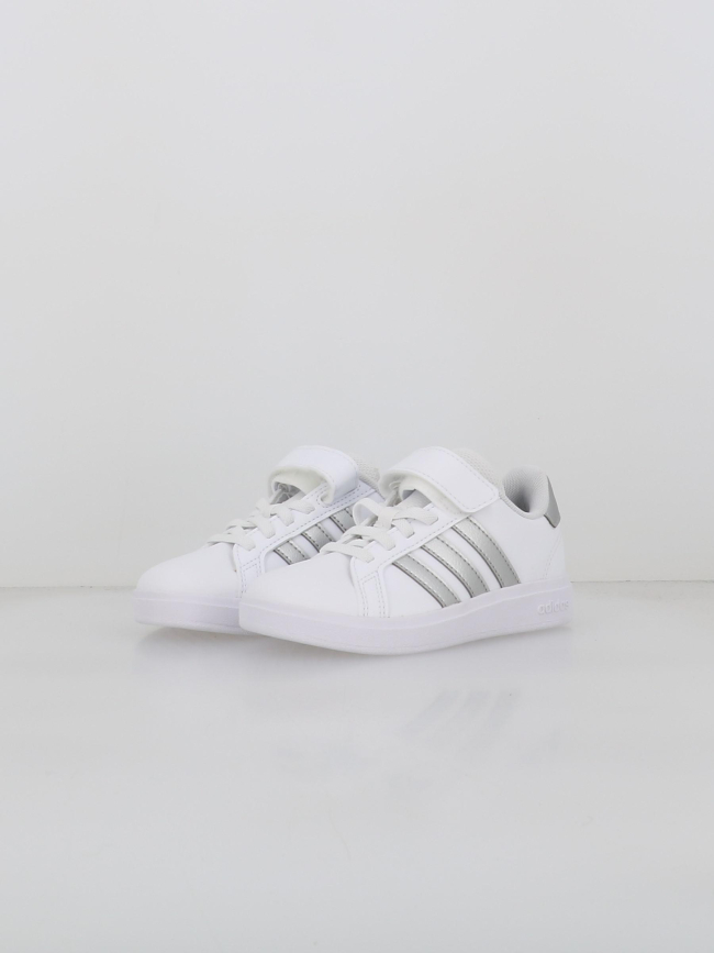 Baskets à scratch grand court 2.0 el blanc argent enfant - Adidas