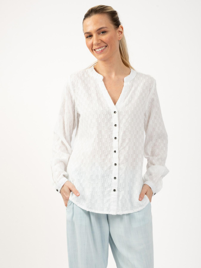 Chemise unie boutonnée blanc femme - Sun Valley