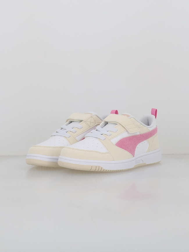 Baskets à scratch rebound ps blanc beige rose fille - Puma