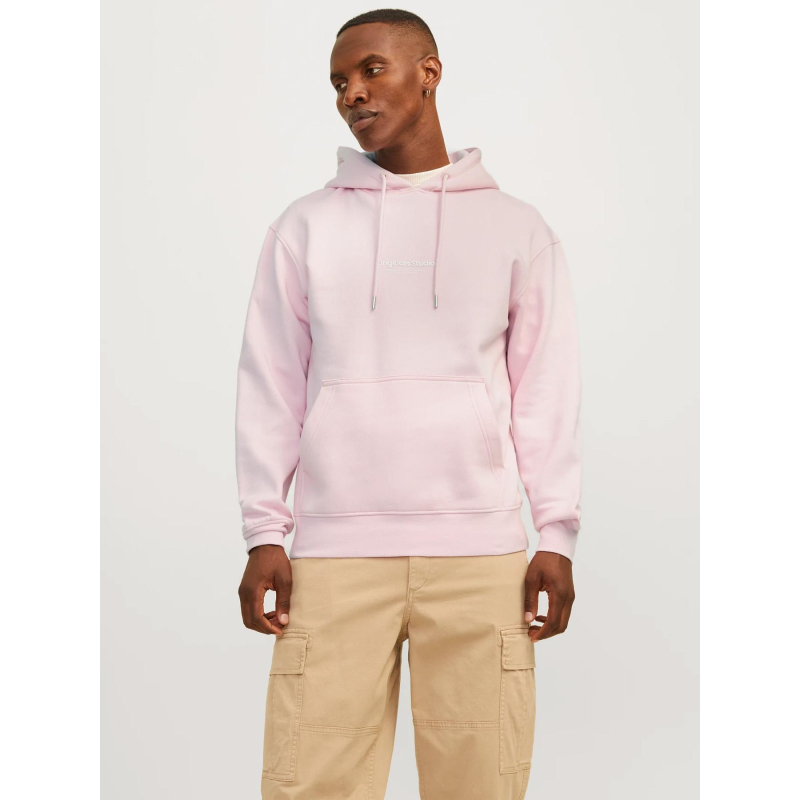 Sweat à capuche jorvesterbro rose homme - Jack & Jones