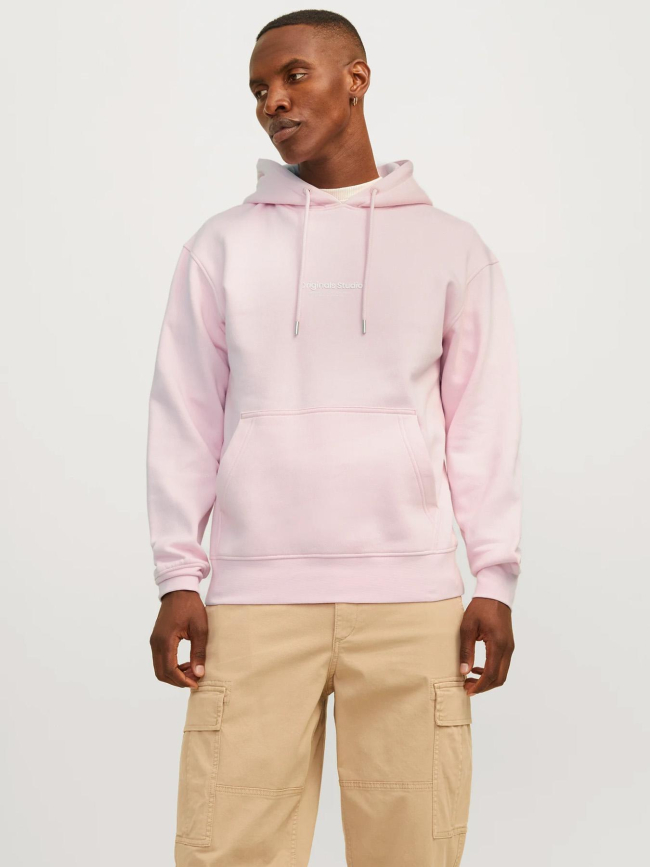 Sweat à capuche jorvesterbro rose homme - Jack & Jones